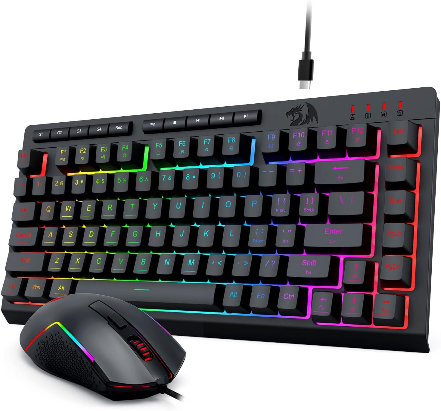 Черна комбинация от клавиатура и мишка за игри с кабелна RGB подсветка S155