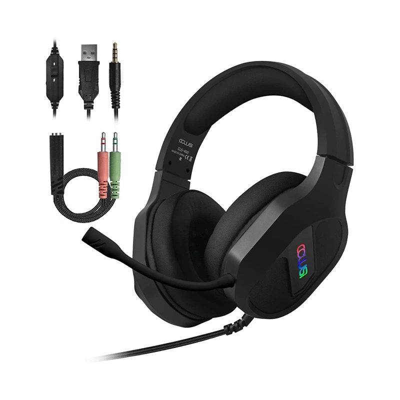 Слушалки за игри 3,5 мм кабелни RGB регулируеми